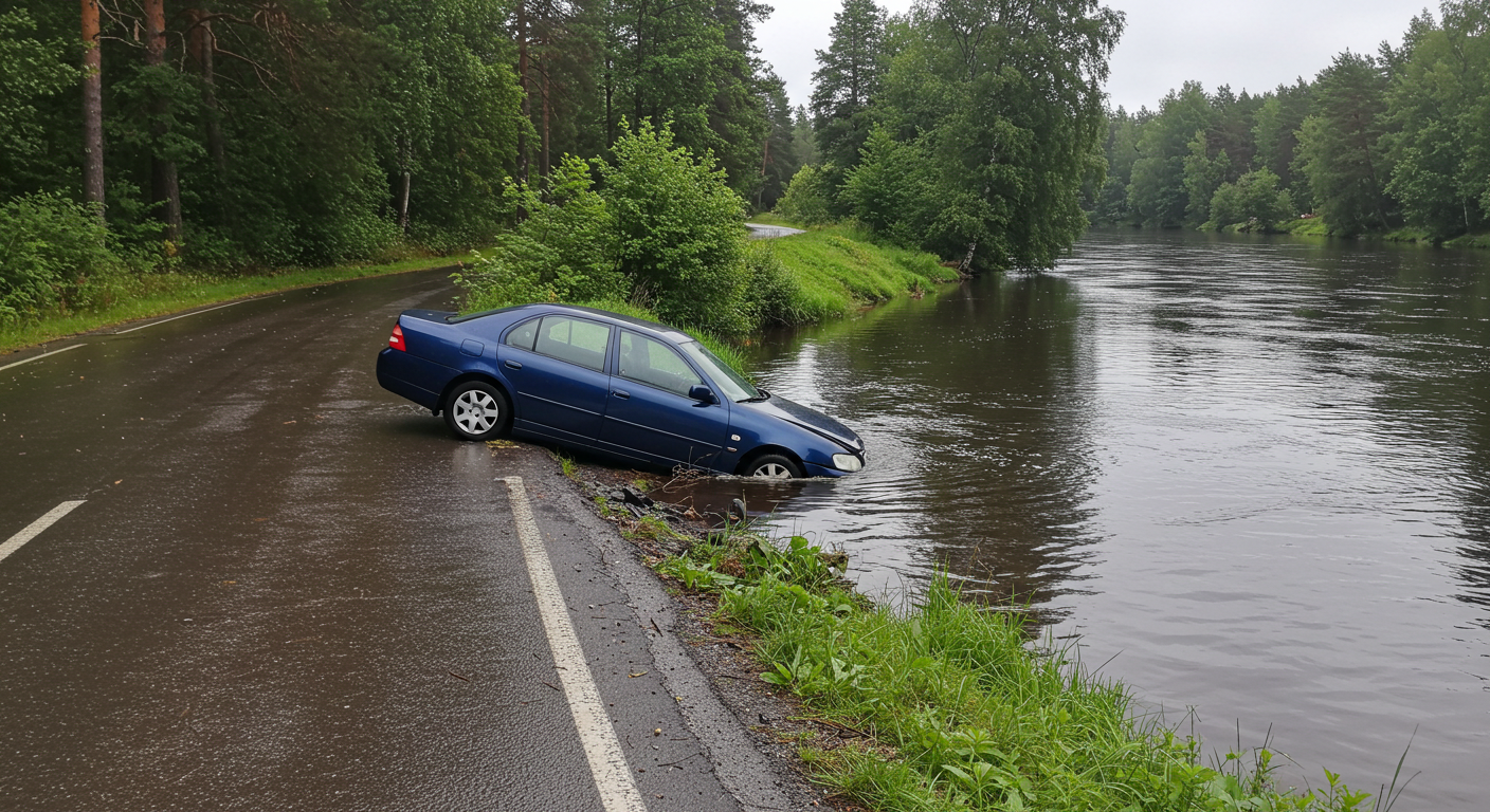 auto suistui jokeen porvoossa